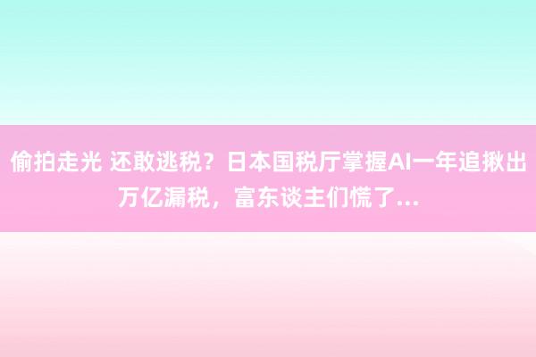 偷拍走光 还敢逃税？日本国税厅掌握AI一年追揪出万亿漏税，富东谈主们慌了...