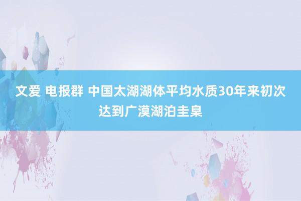 文爱 电报群 中国太湖湖体平均水质30年来初次达到广漠湖泊圭臬