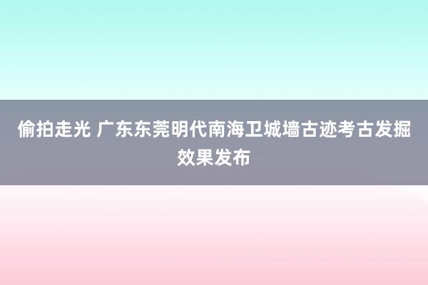 偷拍走光 广东东莞明代南海卫城墙古迹考古发掘效果发布