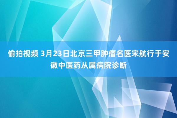 偷拍视频 3月23日北京三甲肿瘤名医宋航行于安徽中医药从属病院诊断
