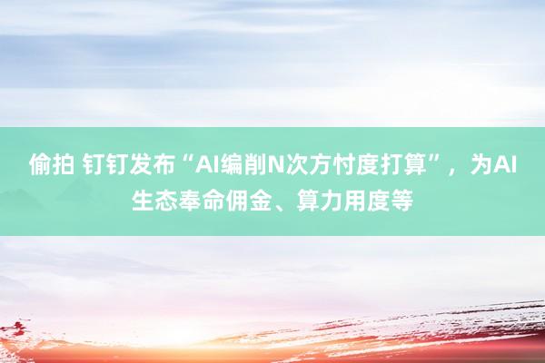 偷拍 钉钉发布“AI编削N次方忖度打算”，为AI生态奉命佣金、算力用度等