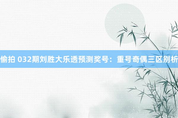 偷拍 032期刘胜大乐透预测奖号：重号奇偶三区别析