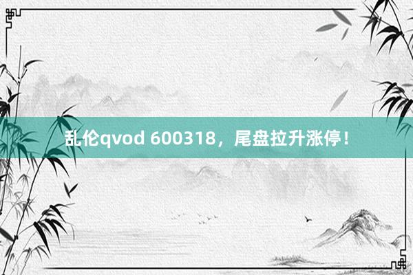 乱伦qvod 600318，尾盘拉升涨停！