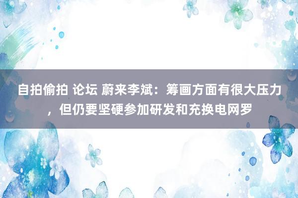 自拍偷拍 论坛 蔚来李斌：筹画方面有很大压力，但仍要坚硬参加研发和充换电网罗