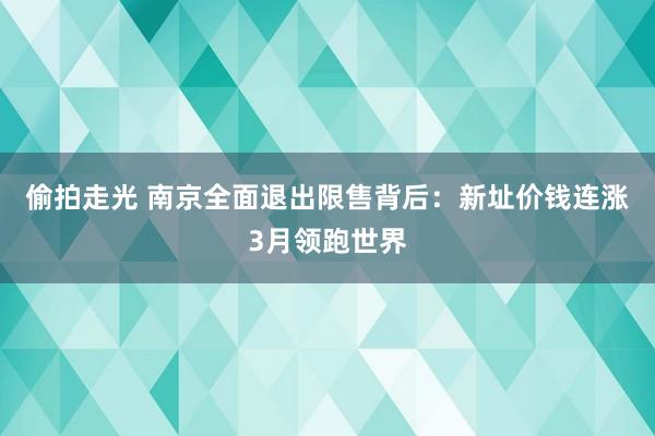 偷拍走光 南京全面退出限售背后：新址价钱连涨3月领跑世界