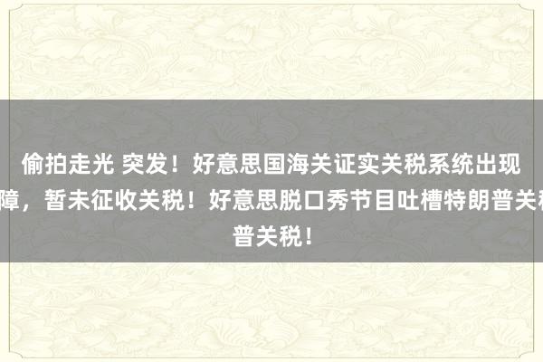 偷拍走光 突发！好意思国海关证实关税系统出现故障，暂未征收关税！好意思脱口秀节目吐槽特朗普关税！