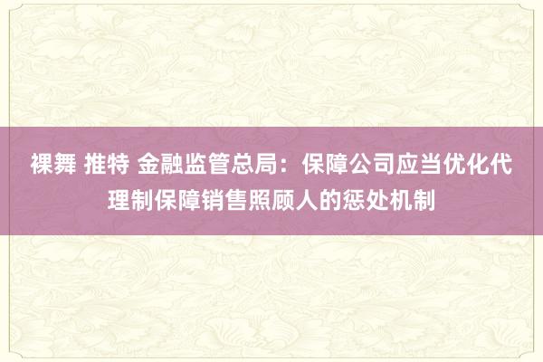 裸舞 推特 金融监管总局：保障公司应当优化代理制保障销售照顾人的惩处机制