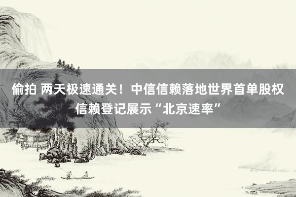 偷拍 两天极速通关！中信信赖落地世界首单股权信赖登记展示“北京速率”