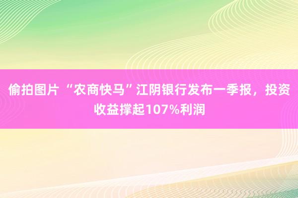偷拍图片 “农商快马”江阴银行发布一季报，投资收益撑起107%利润