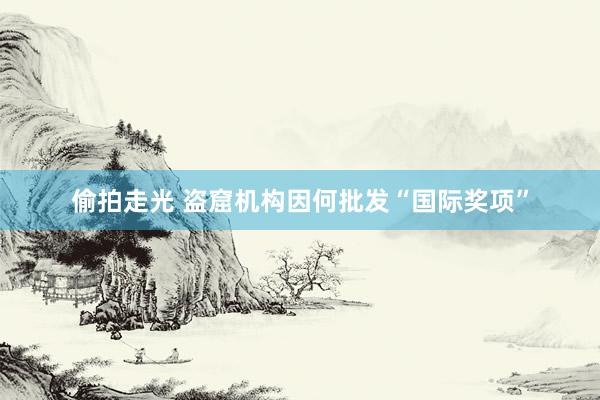 偷拍走光 盗窟机构因何批发“国际奖项”