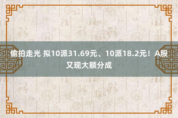 偷拍走光 拟10派31.69元、10派18.2元！A股又现大额分成